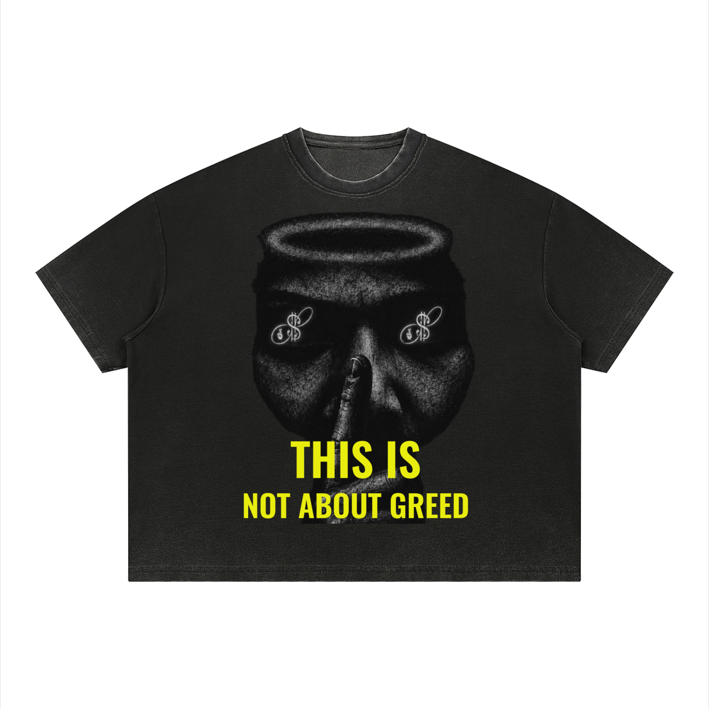 This is Not About Greed Vintage Wash Sunfade Boxy Waffle T-Shirt
