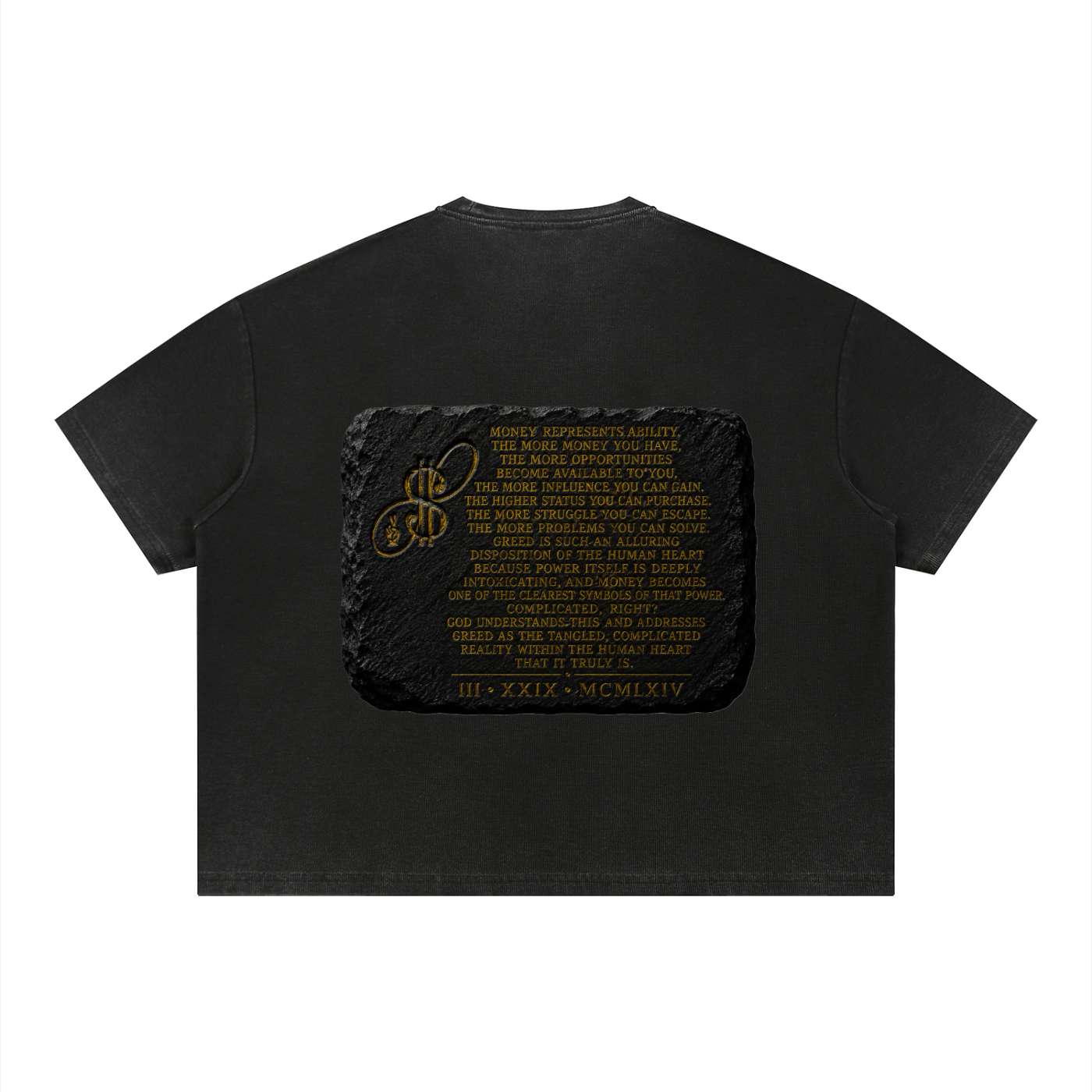 This is Not About Greed Vintage Wash Sunfade Boxy Waffle T-Shirt