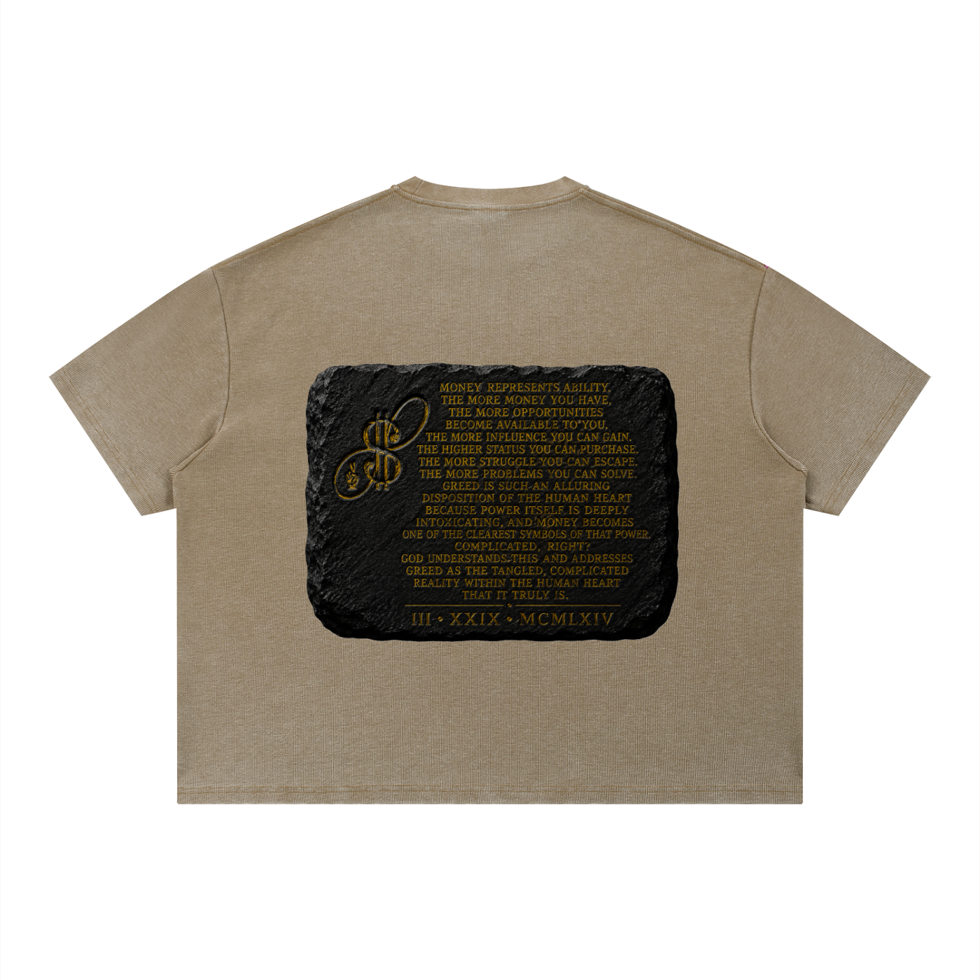 This is Not About Greed Vintage Wash Sunfade Boxy Waffle T-Shirt