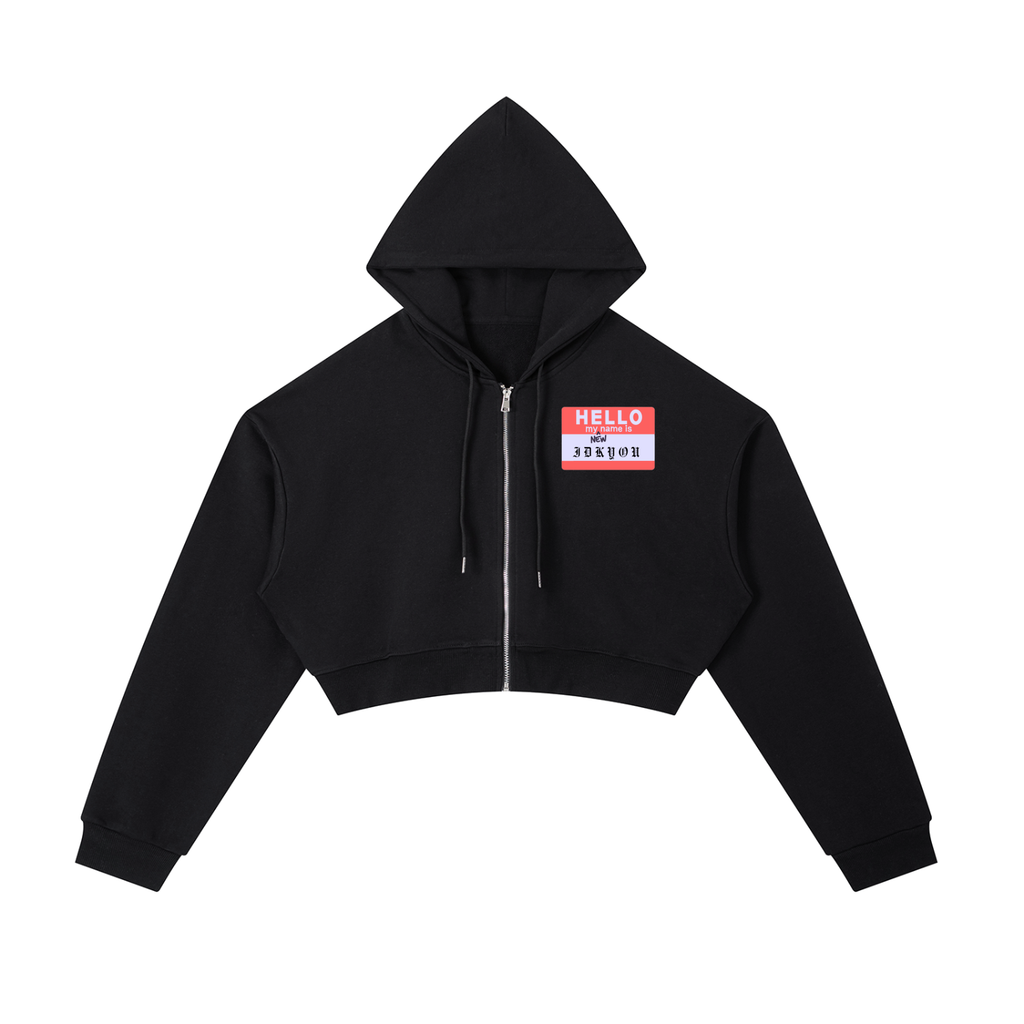IDK YOU Cropped Zip-Up Hoodie