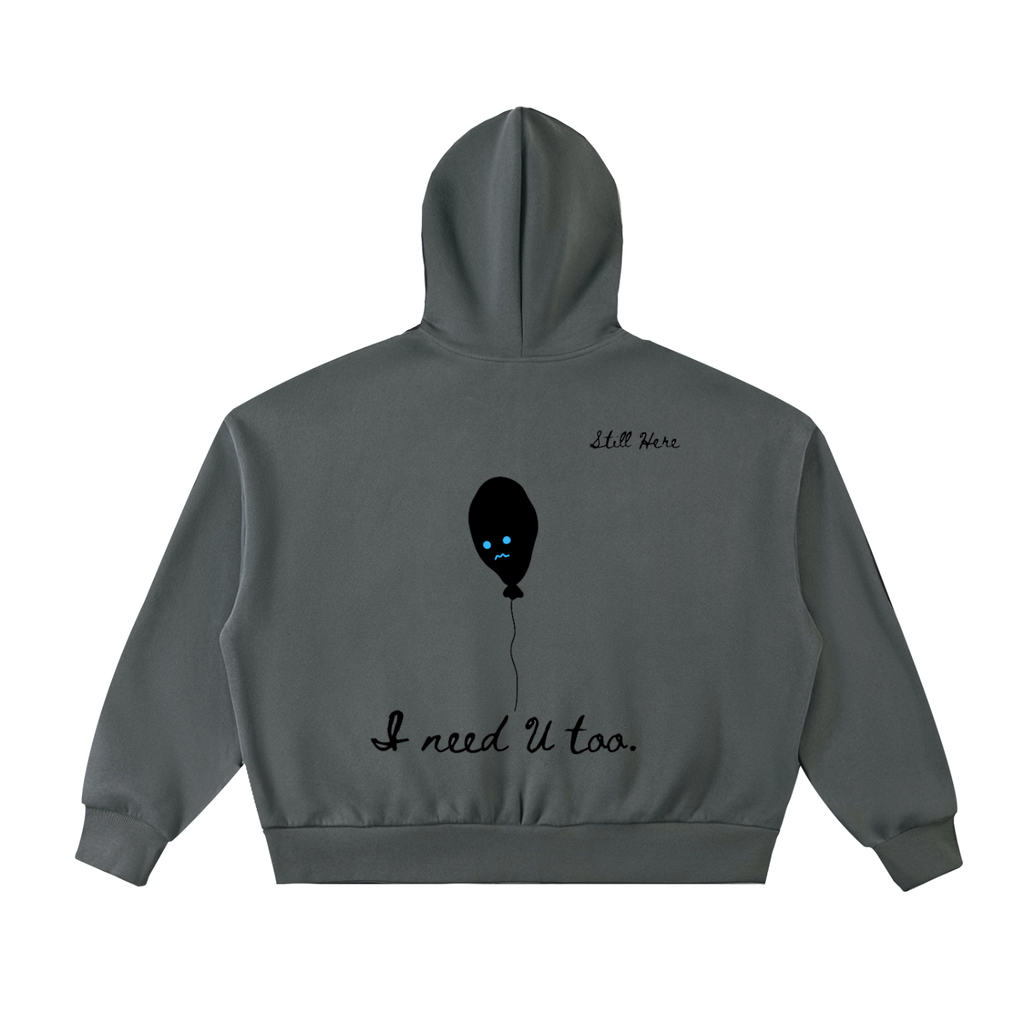 I NEED U TOO Full-Zip Boxy Hoodie